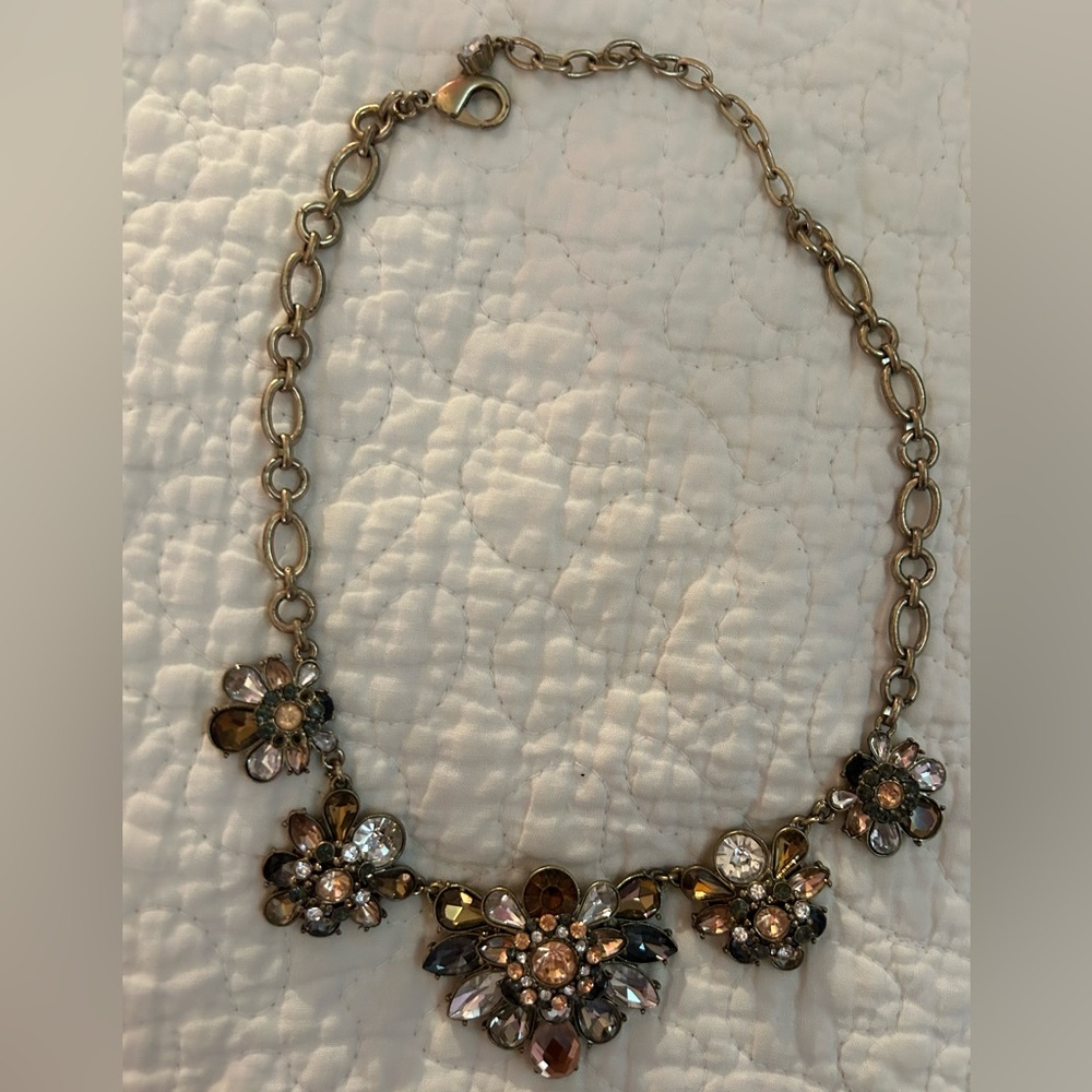 Banana Republic Gold and Brown Floral Necklace